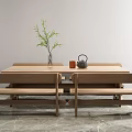 Modern Dining Table and Chair Combination Long Table and Chair Combination 3d model