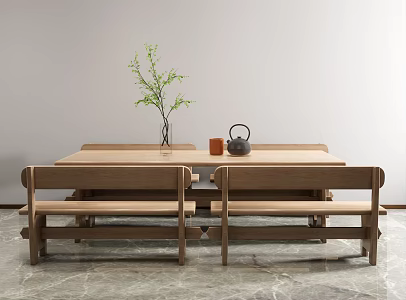 Modern Dining Table and Chair Combination Long Table and Chair Combination 3d model