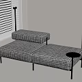 Stylish Modern Upholstered Black And White Checkered Stool With Metal Frame