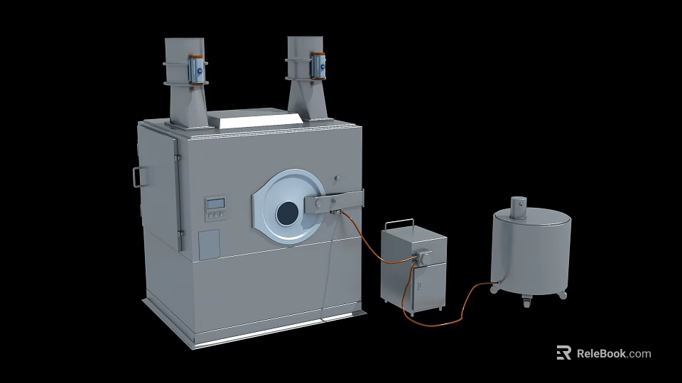 Advanced Industrial Medical Device With Main Unit Top Structures And Connected Containers 3d model 