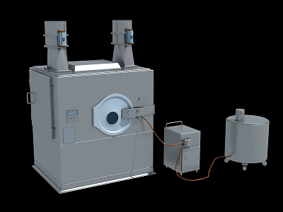 Advanced Industrial Medical Device With Main Unit Top Structures And Connected Containers 3d model