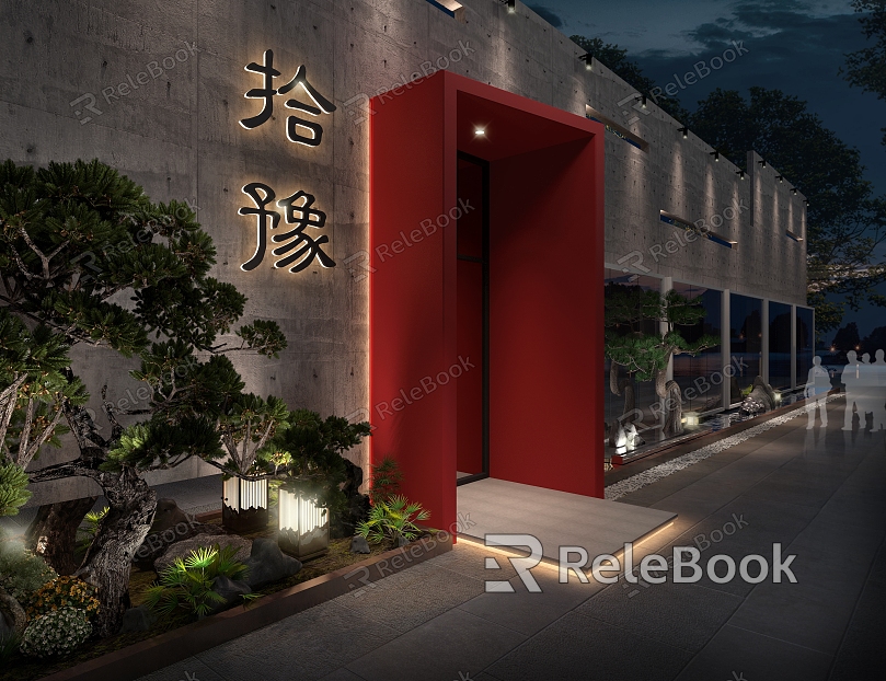 New Chinese Style Door Head Facade model