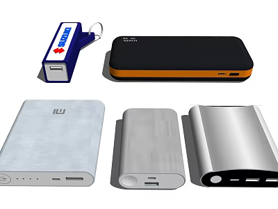 Mobile Digital Power Banks With Different Designs And Various Colors For Portable Charging 3d model