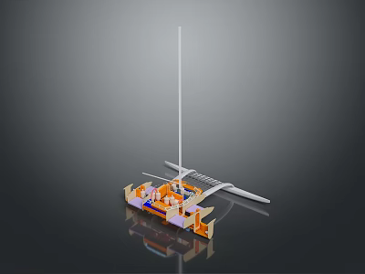 Mechanical Equipment Structure With Long Rod Platform And Orange Internal Components 3d model