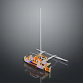 Mechanical Equipment Structure With Long Rod Platform And Orange Internal Components 3d model