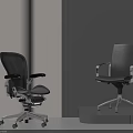 Modern Designer Office Chairs Featuring Mesh Back Adjustable And Leather Armrest In Display Setting 3d model