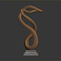 Artistic Copper Spiral Sculpture on White Square Base with Modern Design