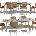 Modern Dining Table and Chair Combination Ornaments Single Chair Long Table 3d model