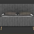Modern Gray Bed With Tufted Headboard Gold Legs And Stylish Bedding