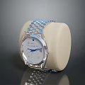 Luxury Silver Bracelet Watch with White Dial and Blue Hands Elegant Design