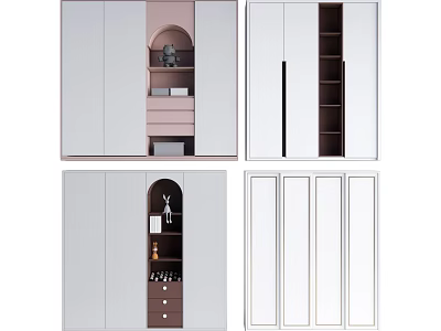 Various Modern Wardrobe Designs Featuring Sleek Doors And Multiple Storage Compartments 3d model