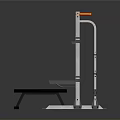 Sturdy White Fitness Squat Rack With Black Bench And Orange Accent