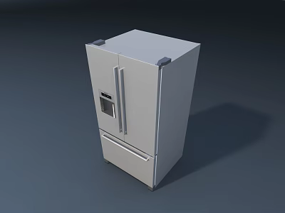 White Modern Double Door Refrigerator Freezer With Bottom Drawer For Home Kitchen 3d model