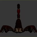 Scorpion With Black Body Red Claws And Curved Red Stinger On Gray Background