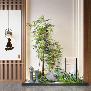 New Chinese Style Indoor Landscape Landscaping Landscape Setches Indoor Landscape Indoor Landscape Bryophytes Plant Pile 3d model