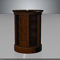 Mahogany Round Wooden Cabinet With Door And Multiple Shelves Home Furniture Design