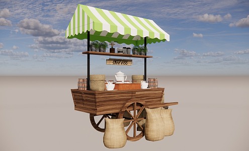 Chinese Mobile Dining Car Tea Shop 3d model