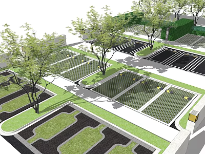 Ecological Parking Lot Design With Trees Green Areas And Sustainable Layout 3d model