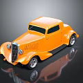 Orange Vintage Classic Car With Retro Two Door Coupe Sleek Body Design