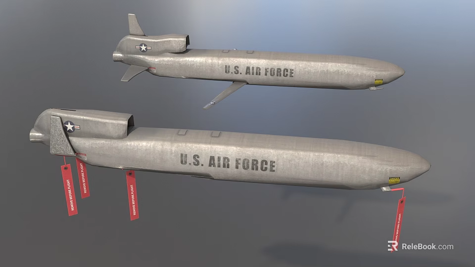 U.S. Air Force Military Missiles 3D Model With Red Suspension Straps 3d model 