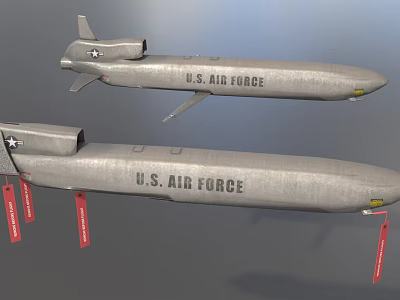 U.S. Air Force Military Missiles 3D Model With Red Suspension Straps 3d model