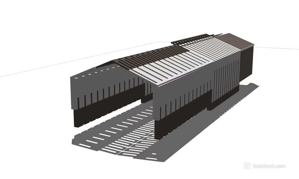 Modern Outdoor Pergola Design Structure With Sloped Roof And Vertical Support Columns 3d model 