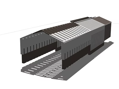 Modern Outdoor Pergola Design Structure With Sloped Roof And Vertical Support Columns 3d model