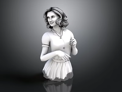 Kids Toy Doll 3D Model Figure With Dress Necklace And Smiling Face 3d model