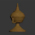Decorative Ornament Set Golden Metallic Design With Base Handle And Top Decoration