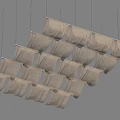 Elegant Hanging Layered Beige Fabric Ceiling Drapery Decorative Interior Design 3d model