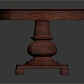 Round Wooden Dining Table With Pedestal Base And Smooth Dark Surface