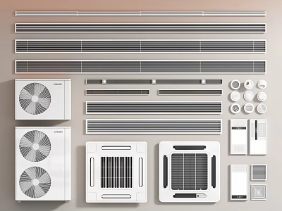Air Conditioner Air Vents And Related Components Various Types And Designs 3d model