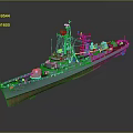 Modern Warship with Light Blue Hull Brown Bottom Detailed Upper Structure and Radar Systems