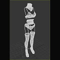 Stylish Women's Black Bra Panties Stockings And High Heels Clothing Set