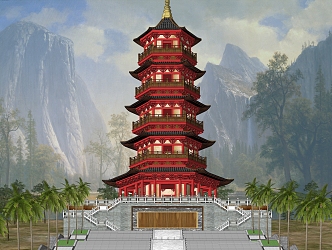 Tower Hexagon Pagoda 3d model