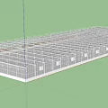 Long White Frame Canopy With Transparent Roof And Multiple Rows Design Structure 3d model