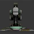 Futuristic Sci Fi Mechanical Device With Green Glowing Elements And Metallic Base 3d model