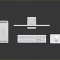 Modern Apple Desktop Setup With Silver Tower Monitor Keyboard And Mouse
