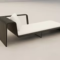 Modern Chaise Lounge with Black Frame White Cushion and Striped Armrest Design