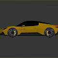 Yellow Sports Car With Black Roof Sleek Design And Shiny Black Wheels