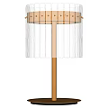 Modern Table Lamp With Copper Pole Black Base And White Lampshade Decorative Ring