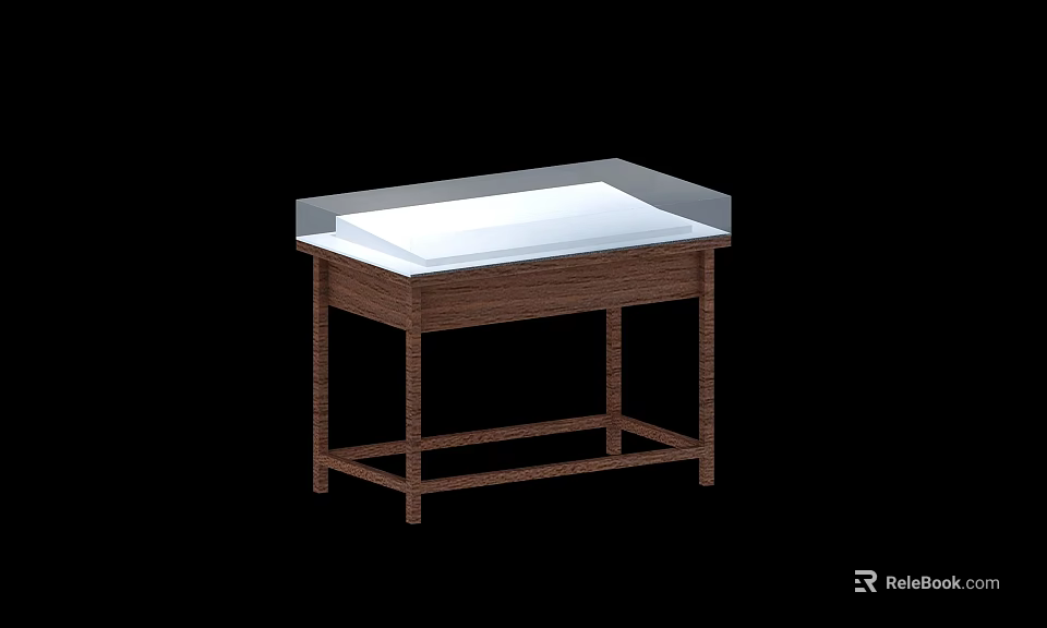 Wooden Display Shelf With White Top And Stable Legs For Retail Product Showcase 3d model 