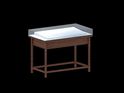 Wooden Display Shelf With White Top And Stable Legs For Retail Product Showcase 3d model