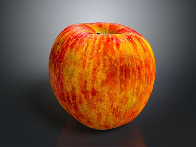 Fresh Juicy Plump Red and Yellow Ripe Apple with Shiny Surface on Dark Background 3d model