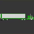 Green Freight Truck With Trailer And Multiple Wheels On Reflective Surface 3d model