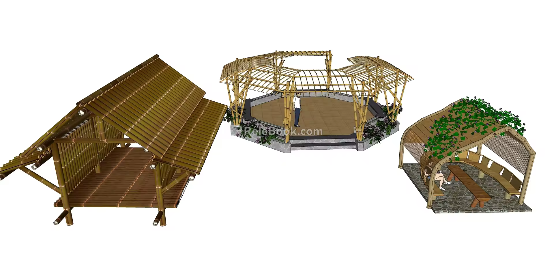 New Chinese-style Pavilion Bamboo-wood Structure Viewing Pavilion Viewing Pavilion Viewing Platform Viewing Platform 3d model