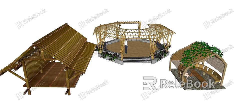 New Chinese-style Pavilion Bamboo-wood Structure Viewing Pavilion Viewing Pavilion Viewing Platform Viewing Platform model