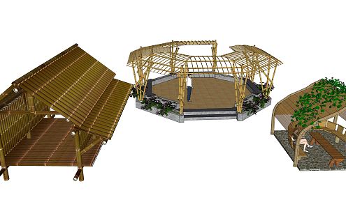 New Chinese-style Pavilion Bamboo-wood Structure Viewing Pavilion Viewing Pavilion Viewing Platform Viewing Platform 3d model