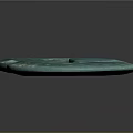 Two Green Notched Circular Artifacts With Blue Green Surface Patterns