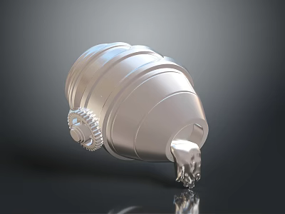 Silver Metal Mechanical Equipment With Gear Structure Cylindrical Body And Smooth Surface 3d model